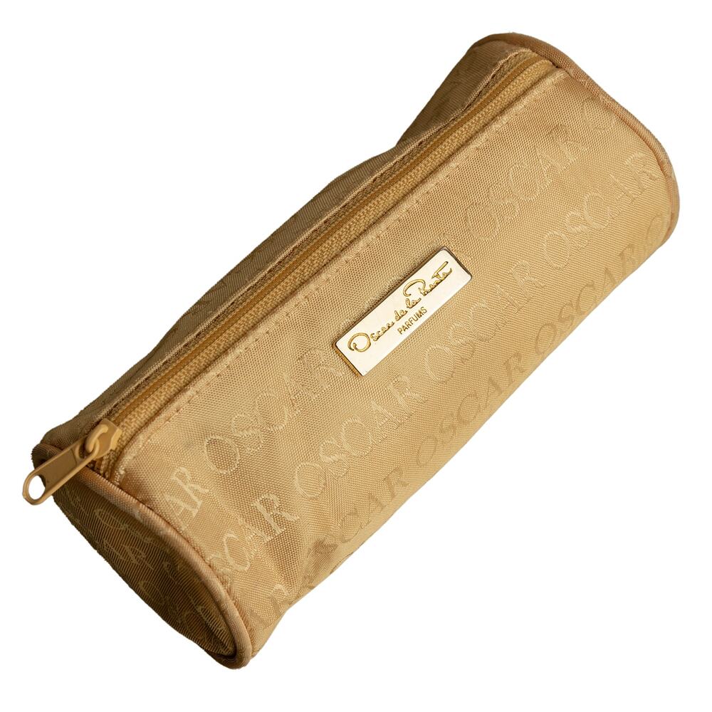 Vintage Oscar de la Renta Parfums Gold Jacquard Cosmetic Bag Pencil Pouch Case